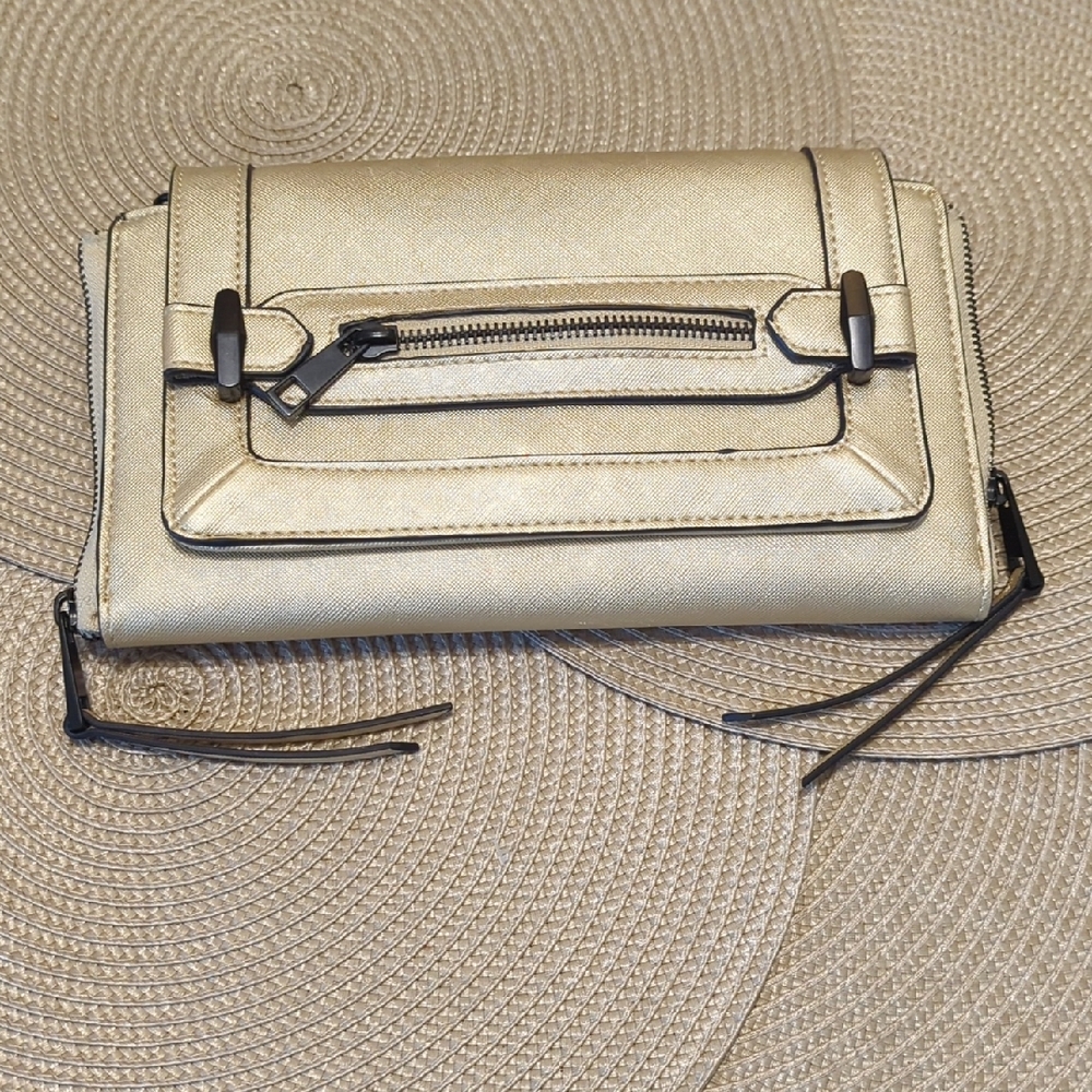 Gianni Bini Gold Clutch with Decorative Flap